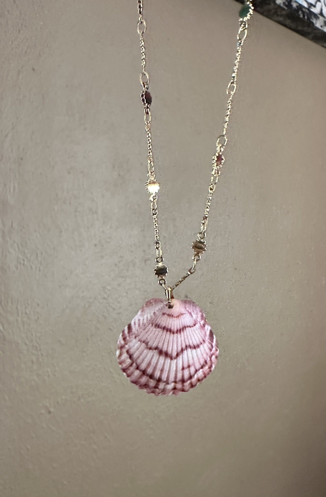 Gold Plated Sunburst Sanibel Shell Necklace 17” Hand Crafted