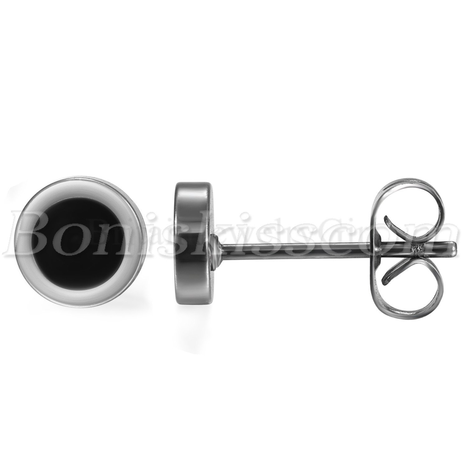 2pcs 10mm Men Women Stainless Steel Round Screw Back Ear Plugs Studs Earrings