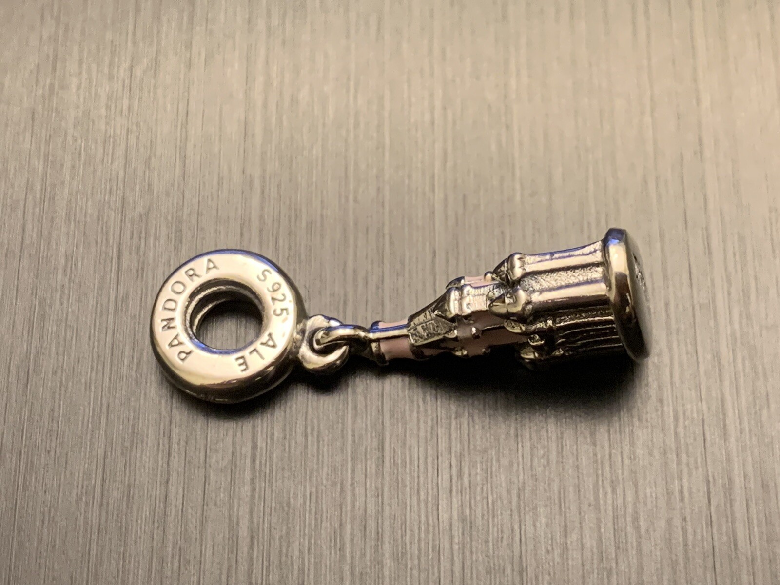 Genuine Pandora Silver S925 Disneyland Pink Sleeping Beauty Castle Dangle Charm