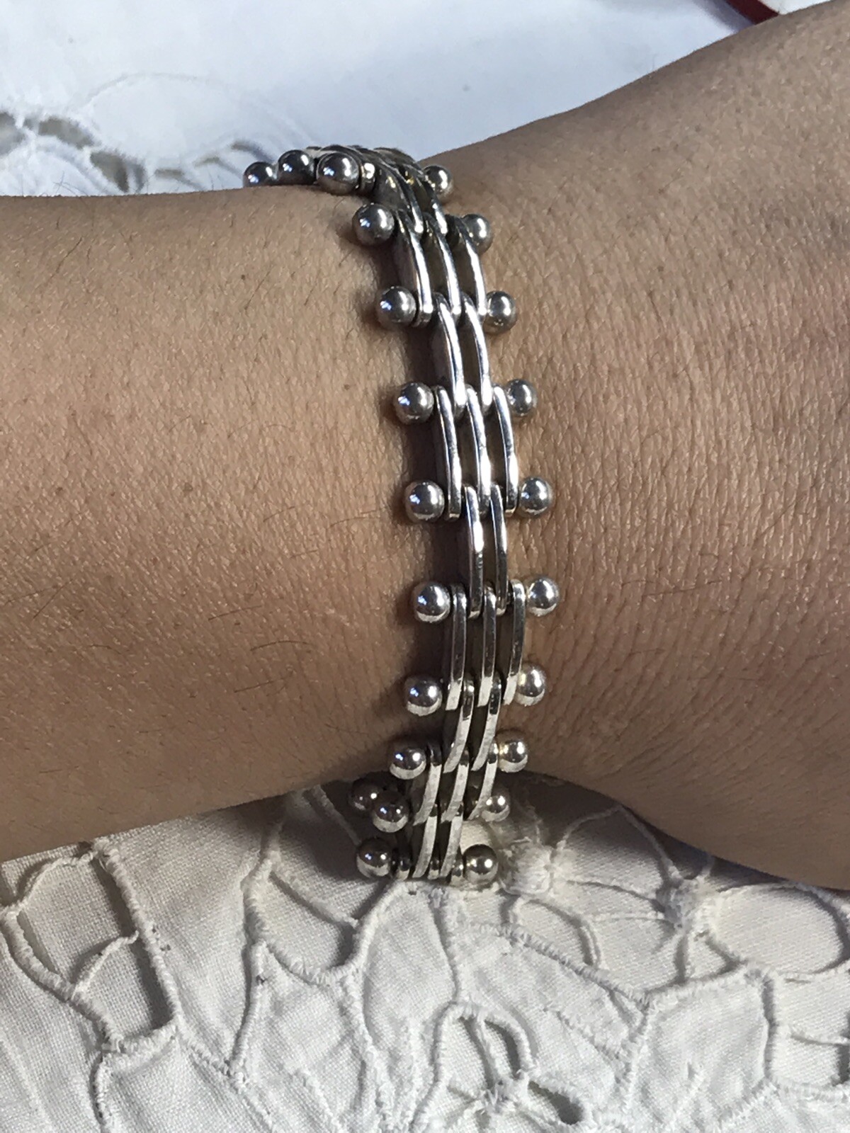 Sterling Silver Bracelet Vintage Mexico 6.5” 28.5 Grams