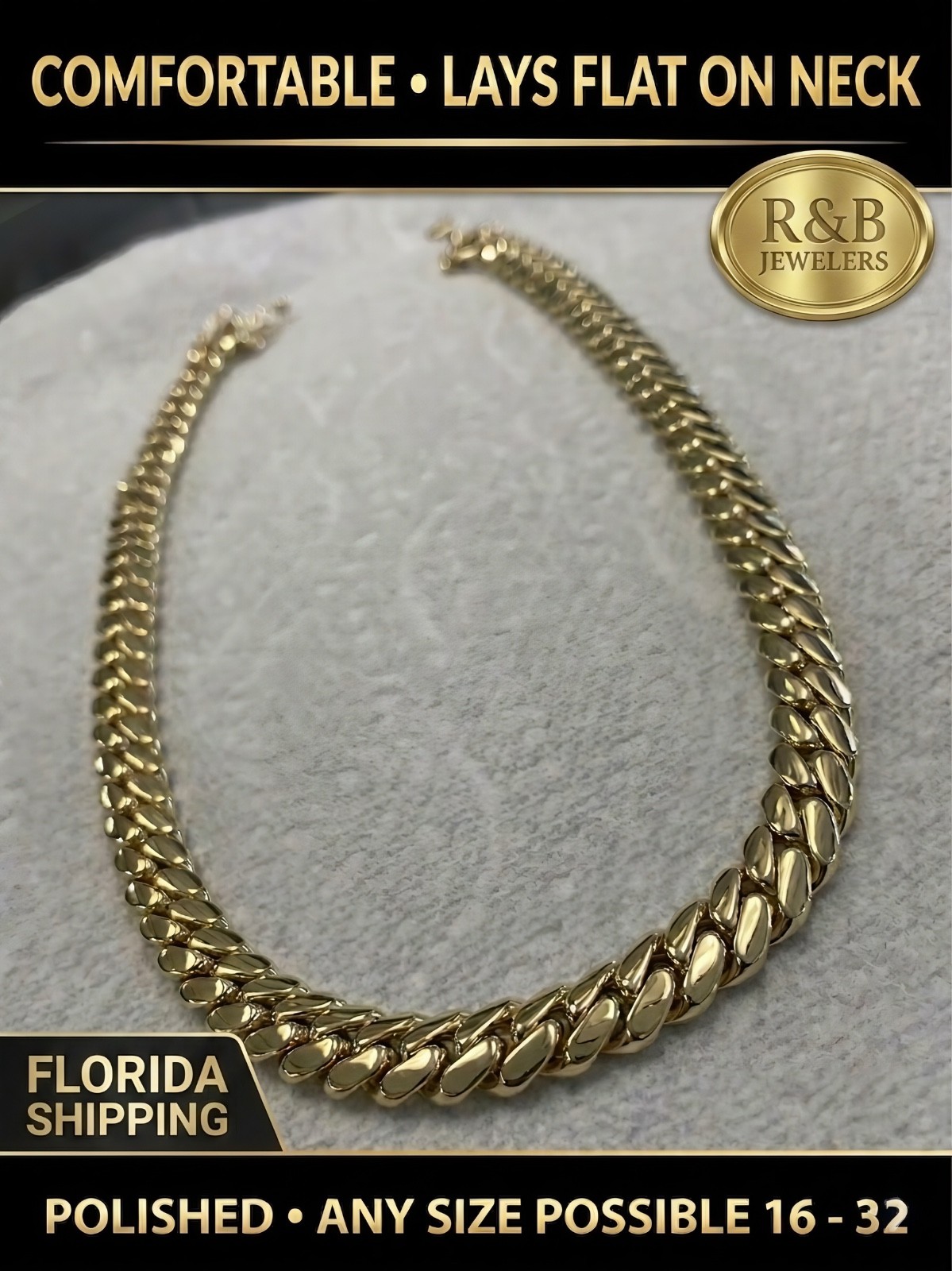 Miami Cuban Link SET Chain Necklace Bracelet 14k Gold Plated 10mm SOLID Box Lock