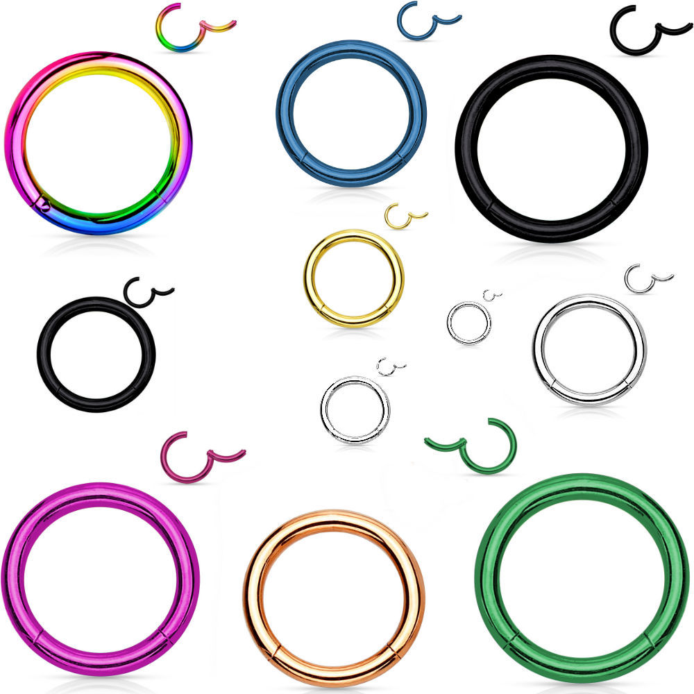 Hinged Septum Clicker Segment Nose Ring Lip Ear Cartilage Daith 18G,16G,14G- ONE