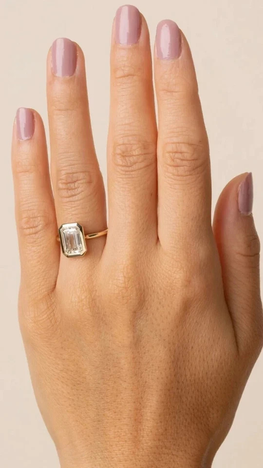 Emerald Cut Diamond Ring IGI Certified Lab Grown 3 Ct 14k Yellow Gold VVS E F