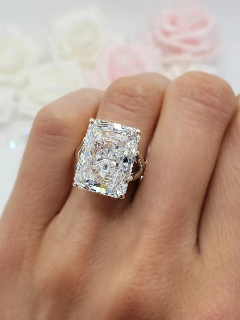9.5Ct Radiant Cut Lab-Created Diamond Engagement Wedding Ring 14K White Gold FN
