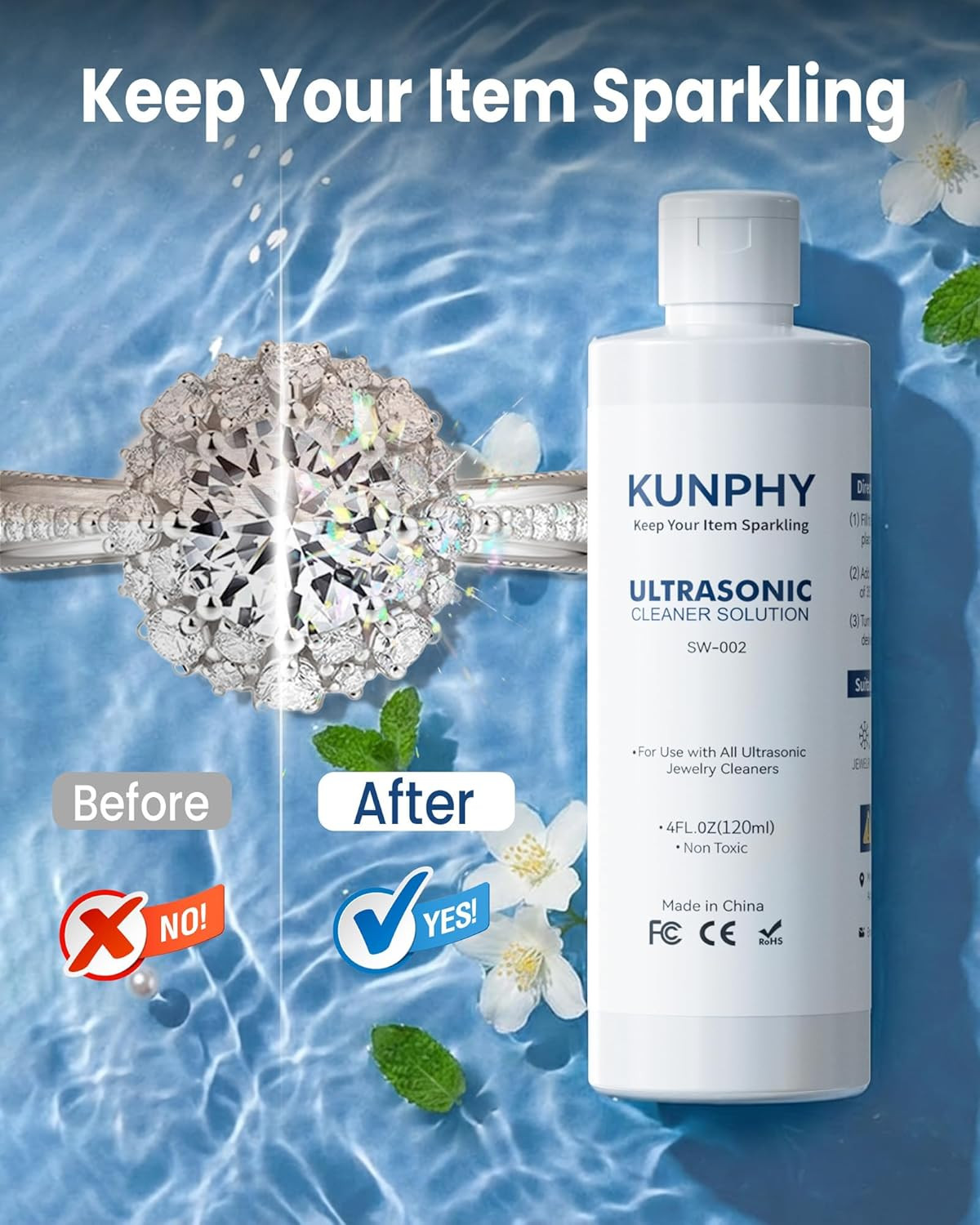 Jewelry Cleaner Solution -Ultrasonic Cleaner Solution for Gold, Silver, Platinum