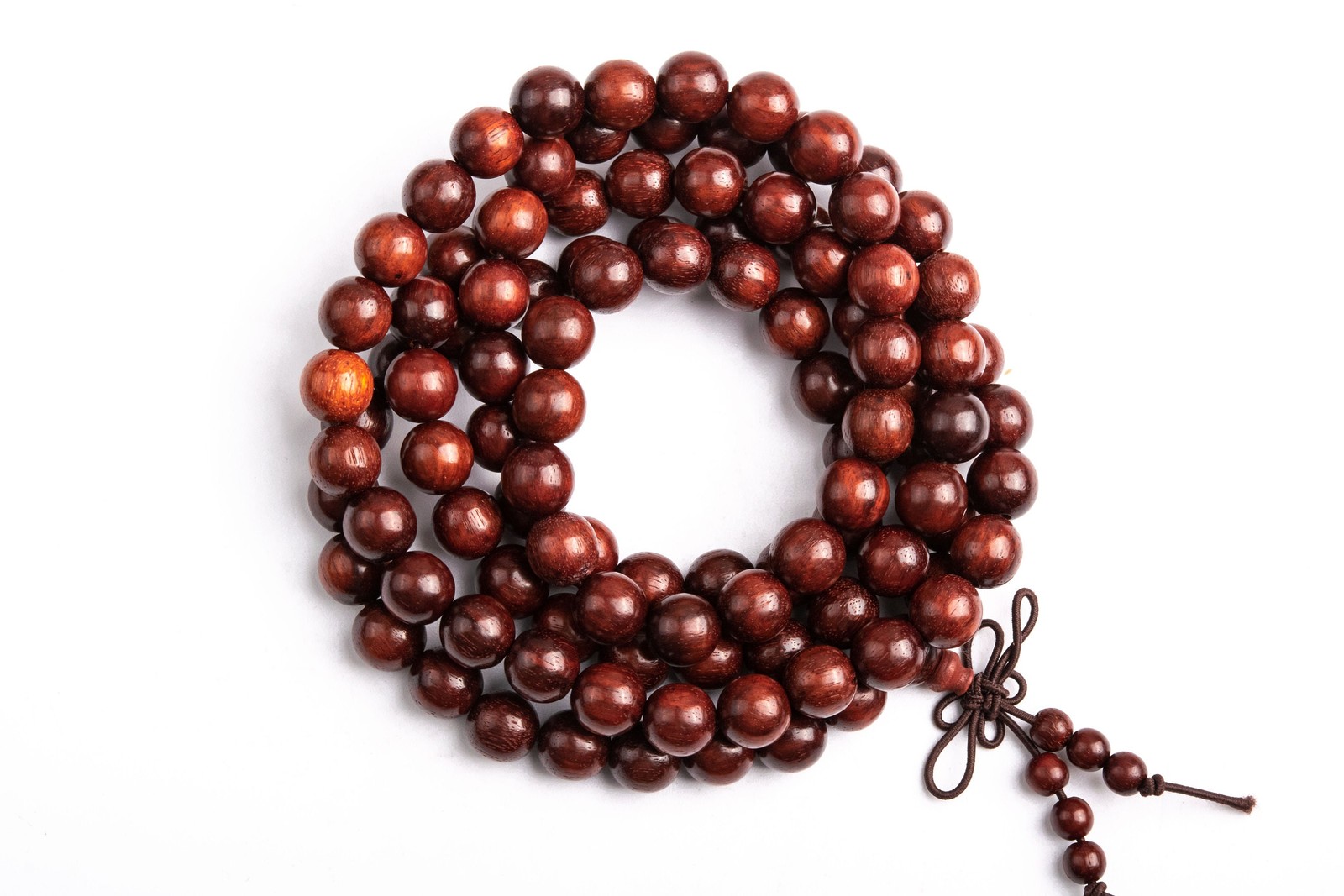 10MM African Red Sandalwood Mala Beads 108 Pcs Natural Wood Round Beads 45″