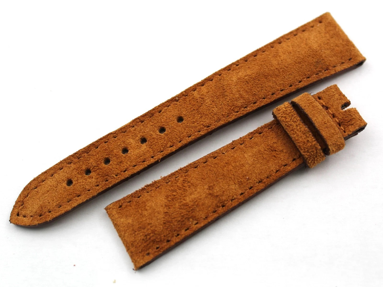 Genuine Leather Strap Band Suede Brown Gold 18/16mm Handmade To Quality New