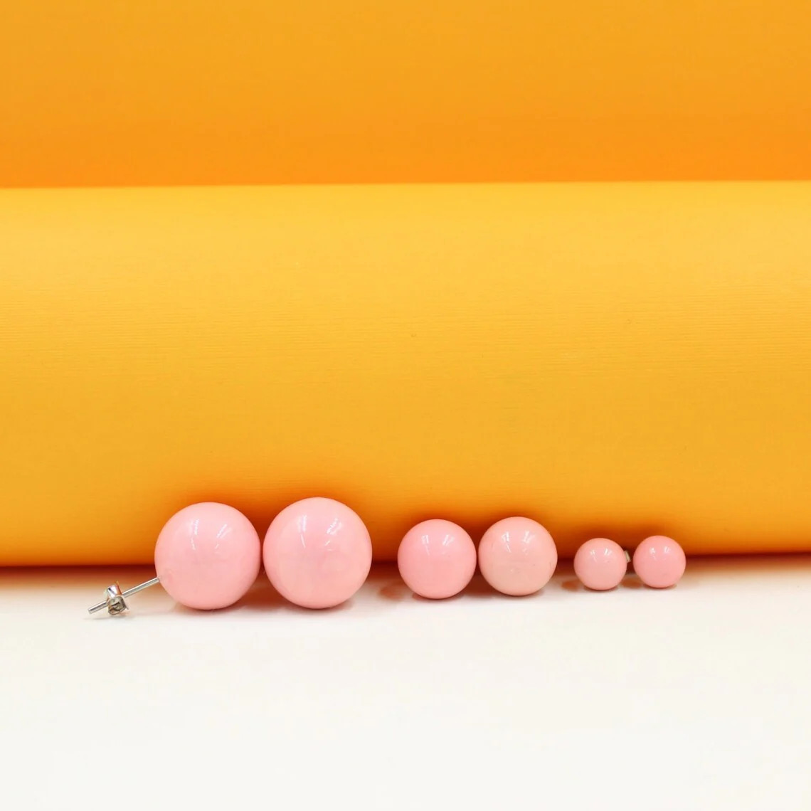 Enamel Color Pearl Stud Earrings | Bright Colored Pearl Earrings