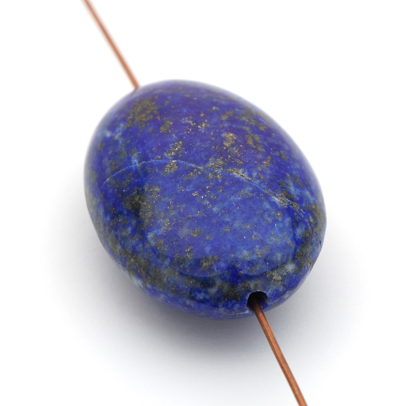 Large polished flat oval blue lapis lazuli bead semiprecious stone 33mm