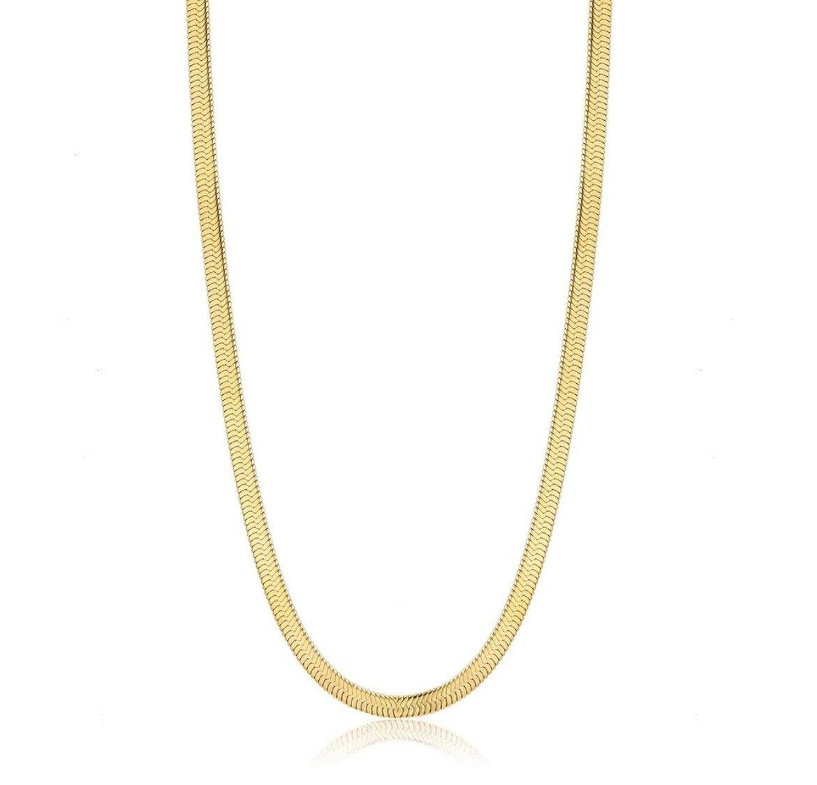 14K Gold Plated Sterling Silver 925 Flat Chain Necklace Italian Silver Jewelry
