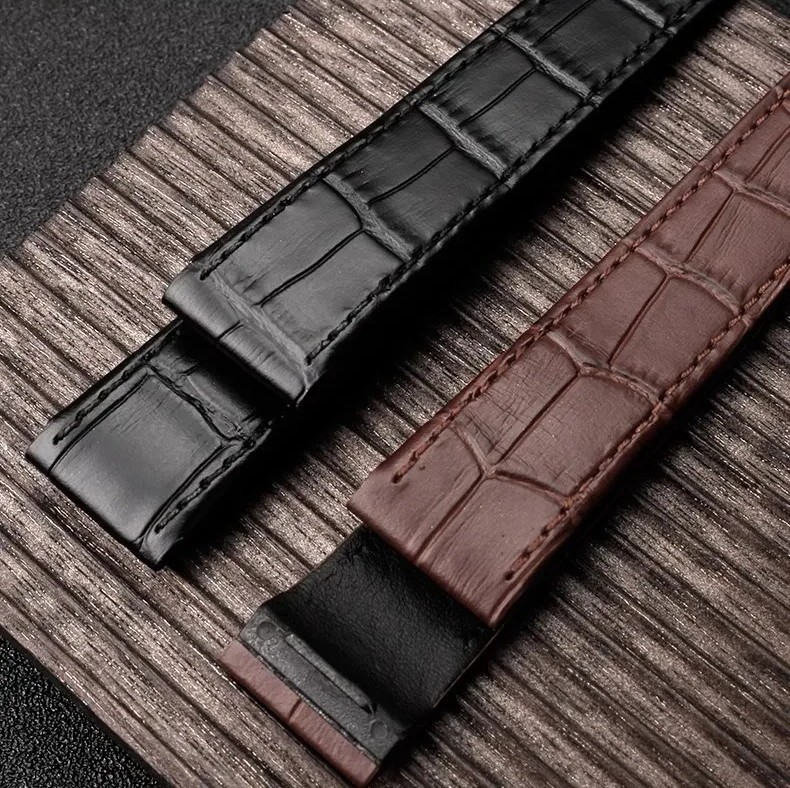 Leather Watch Strap for Cartier Santos 100 Black Brown 20mm 23mm Python