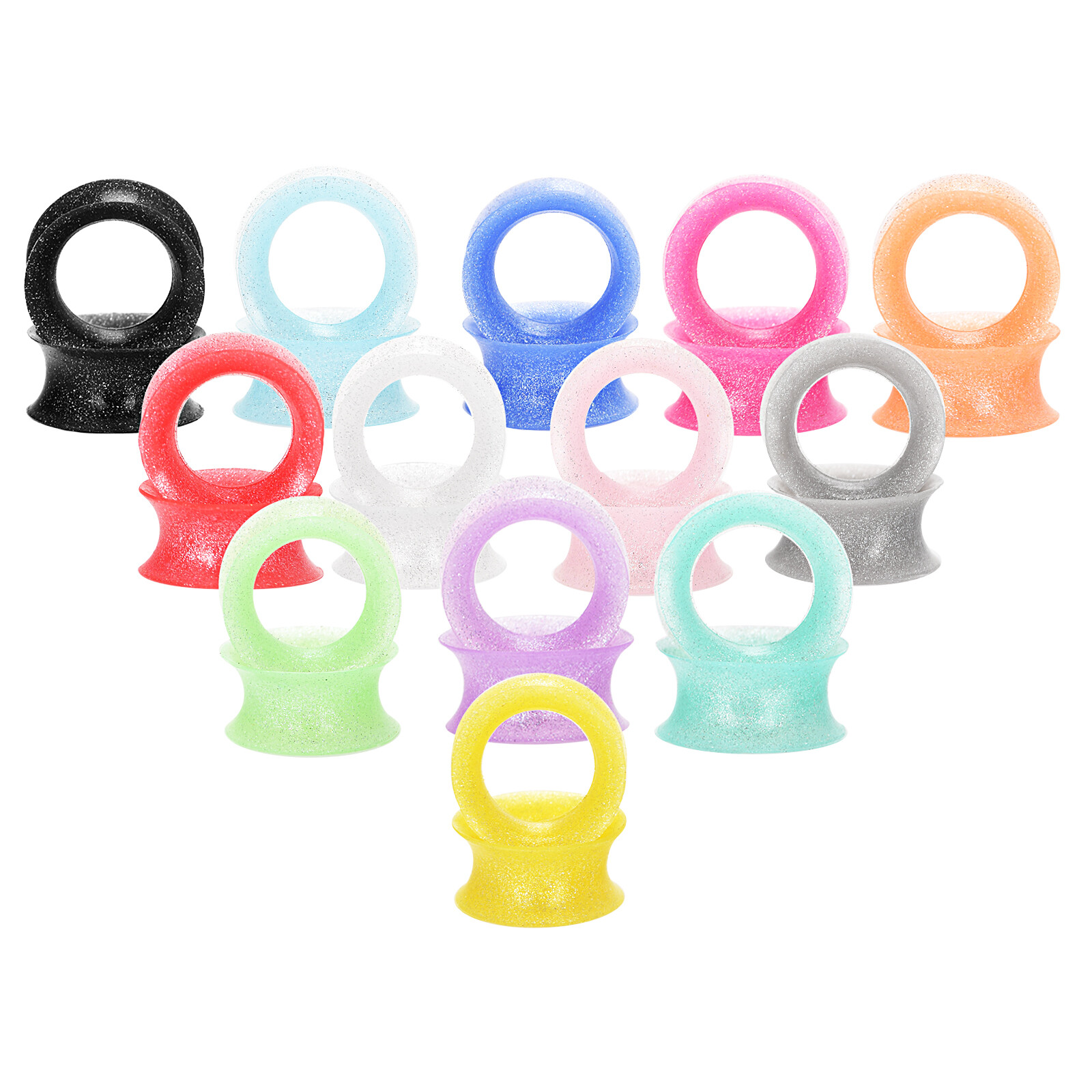 1 Pair Flexible Soft Silicone Ear Tunnels Gauges Double Flared Plugs Stretchers