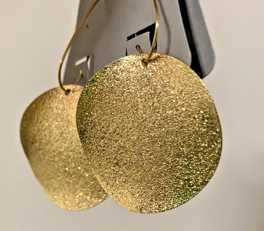 Textured Gold-Tone Disc Drop Earrings