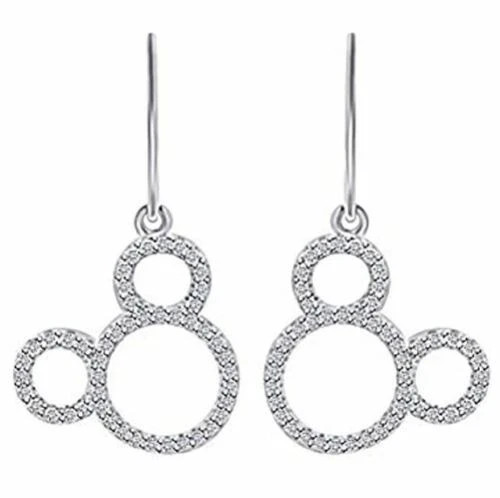 0.50 CT Lab Created Diamond Mickey Mouse Dangle Earrings 14k White Gold Plated