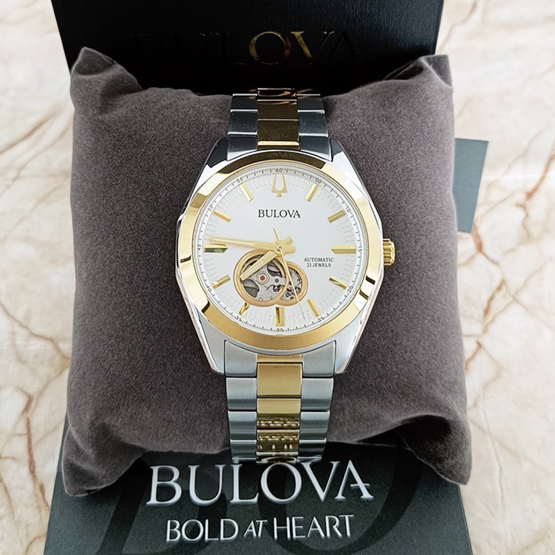 Bulova Surveyor White Gold Dial Men’s Classic Automatic Steel Watch 42mm 98A284