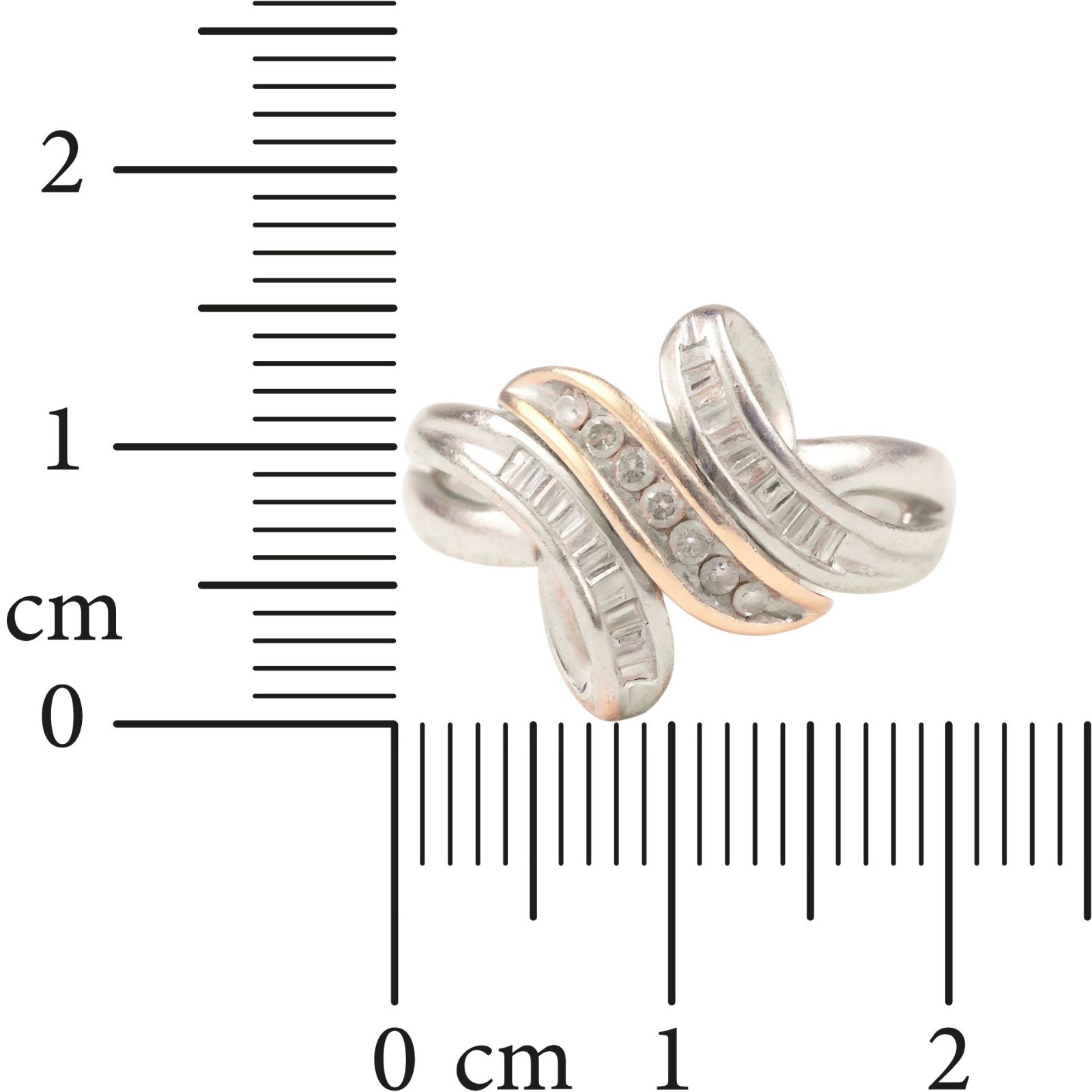 925 Sterling Silver & 14K Gold Two-Tone Round & Baguette Diamond Swirl Ring