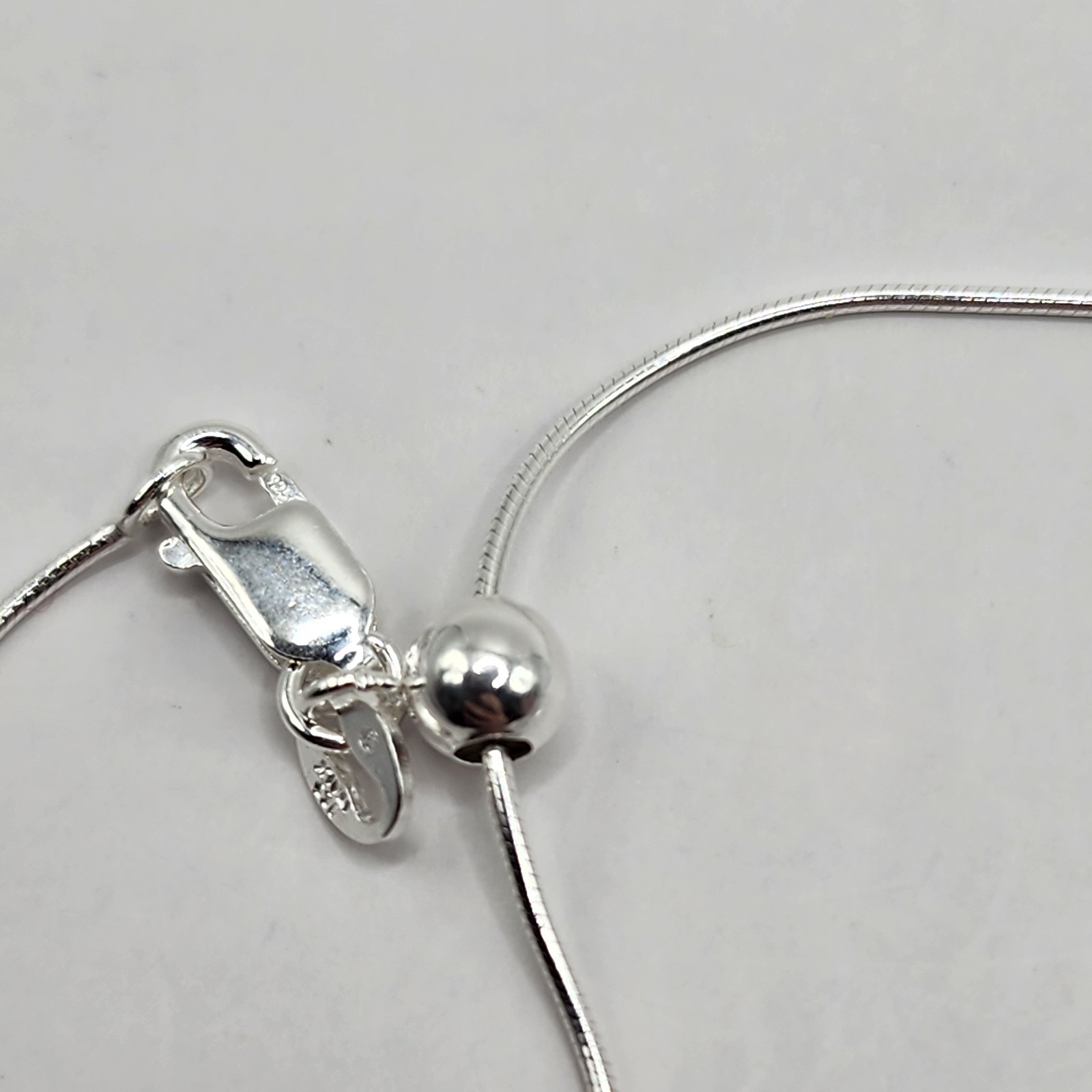 925 NEW Sterling Silver Chain- Ajustable Snake 15-22″ 1mm Width ~FREE SHIPPING