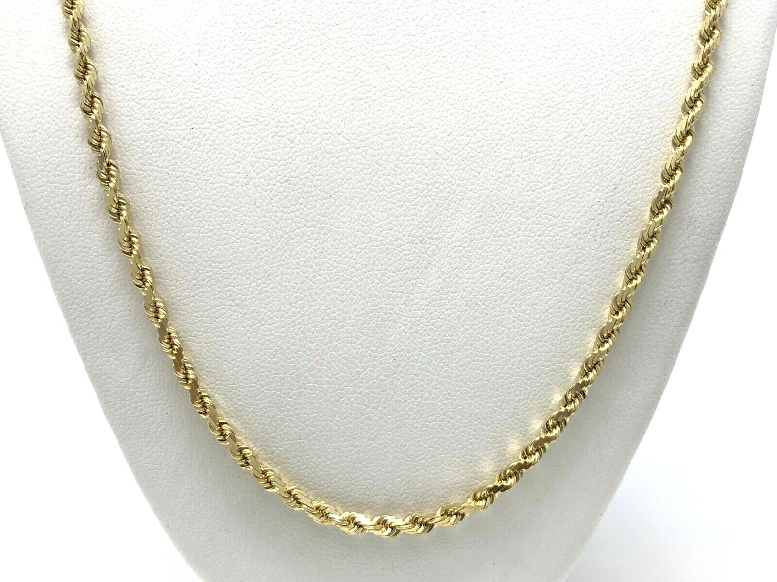14k Yellow Gold Solid Diamond Cut Rope Chain Necklace 20″ 3mm 16.3 grams