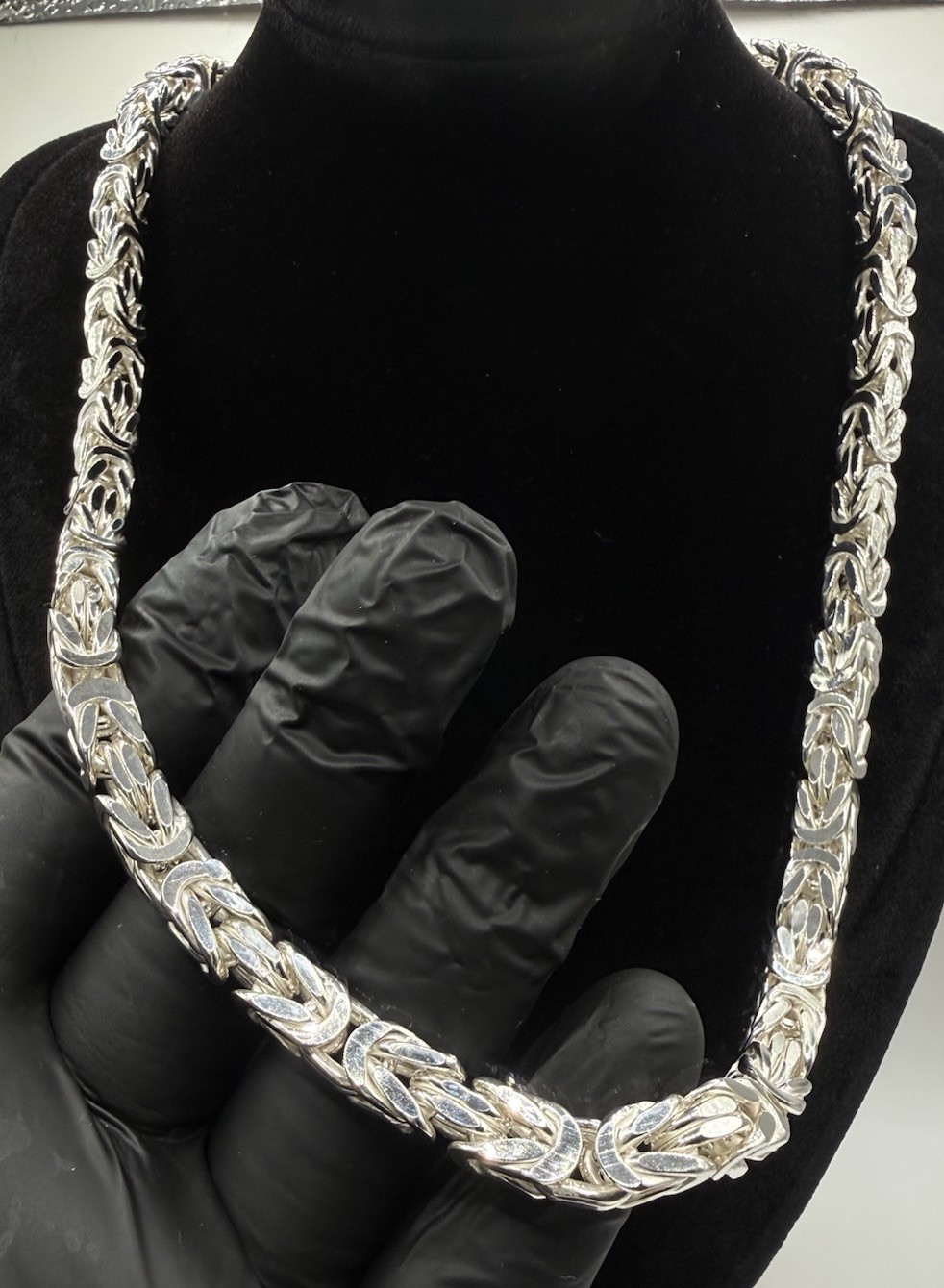 7.2mm Solid Sterling Silver 925 Square Byzantine Chain Necklace 77g Bold
