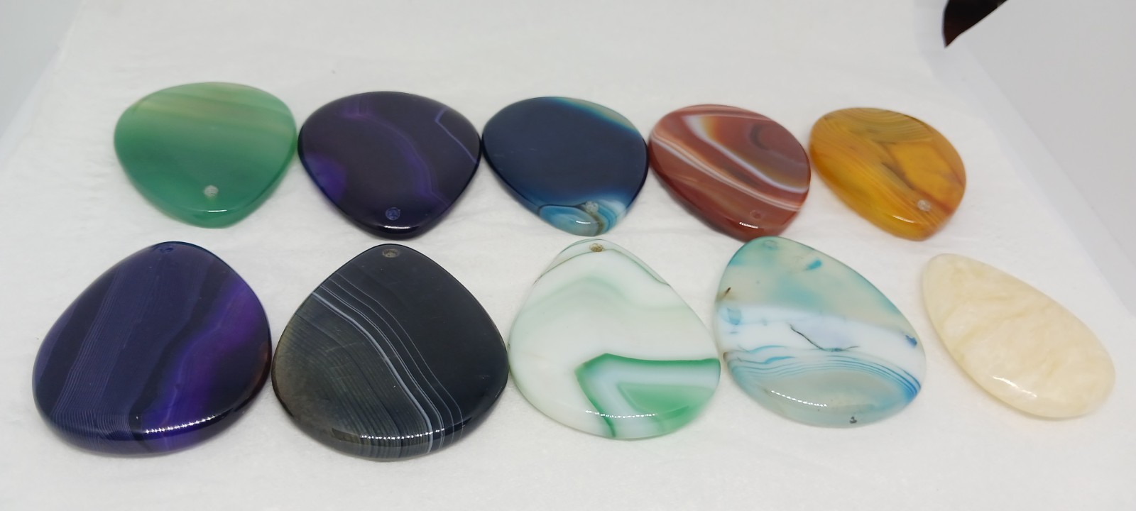 10 Gemstone Pendants Cabochon dyed drilled no bail jasper agate polished pendant