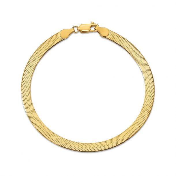 Italian Made 925 Sterling Silver 5MM Gold Herringbone Chain Bracelet – 7″ and 8″