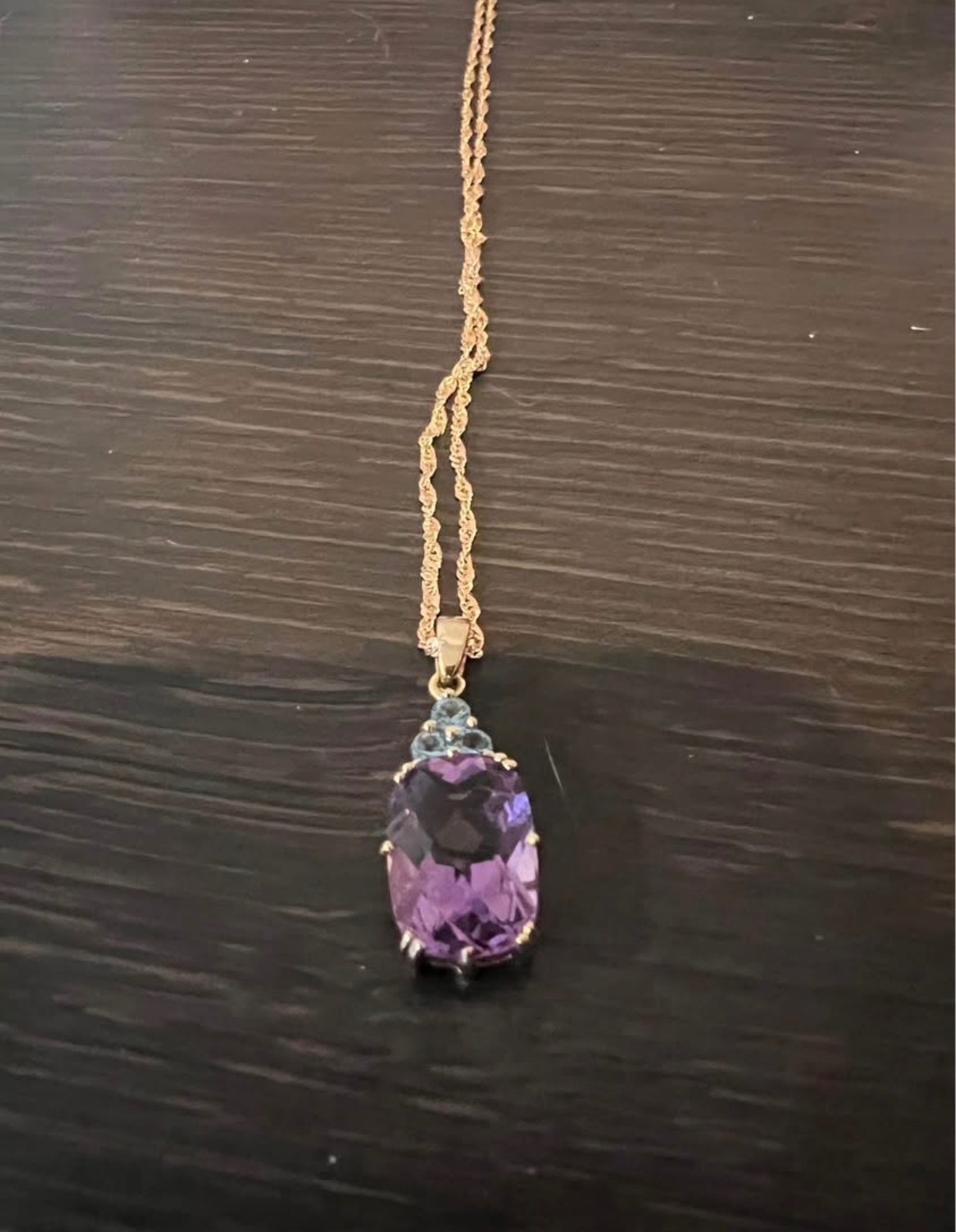 Excellent condition amethyst necklace with 18” 14K gold chain