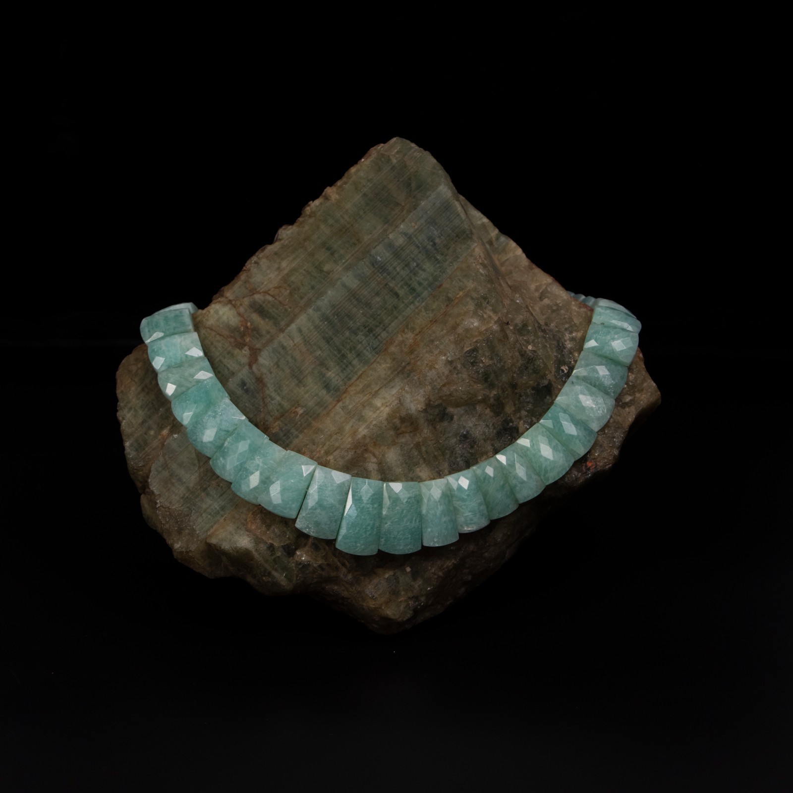 Amazonite Fancy Shape Layout Necklace, 9X14MM To 12X23MM, Faceted Gemstone choke