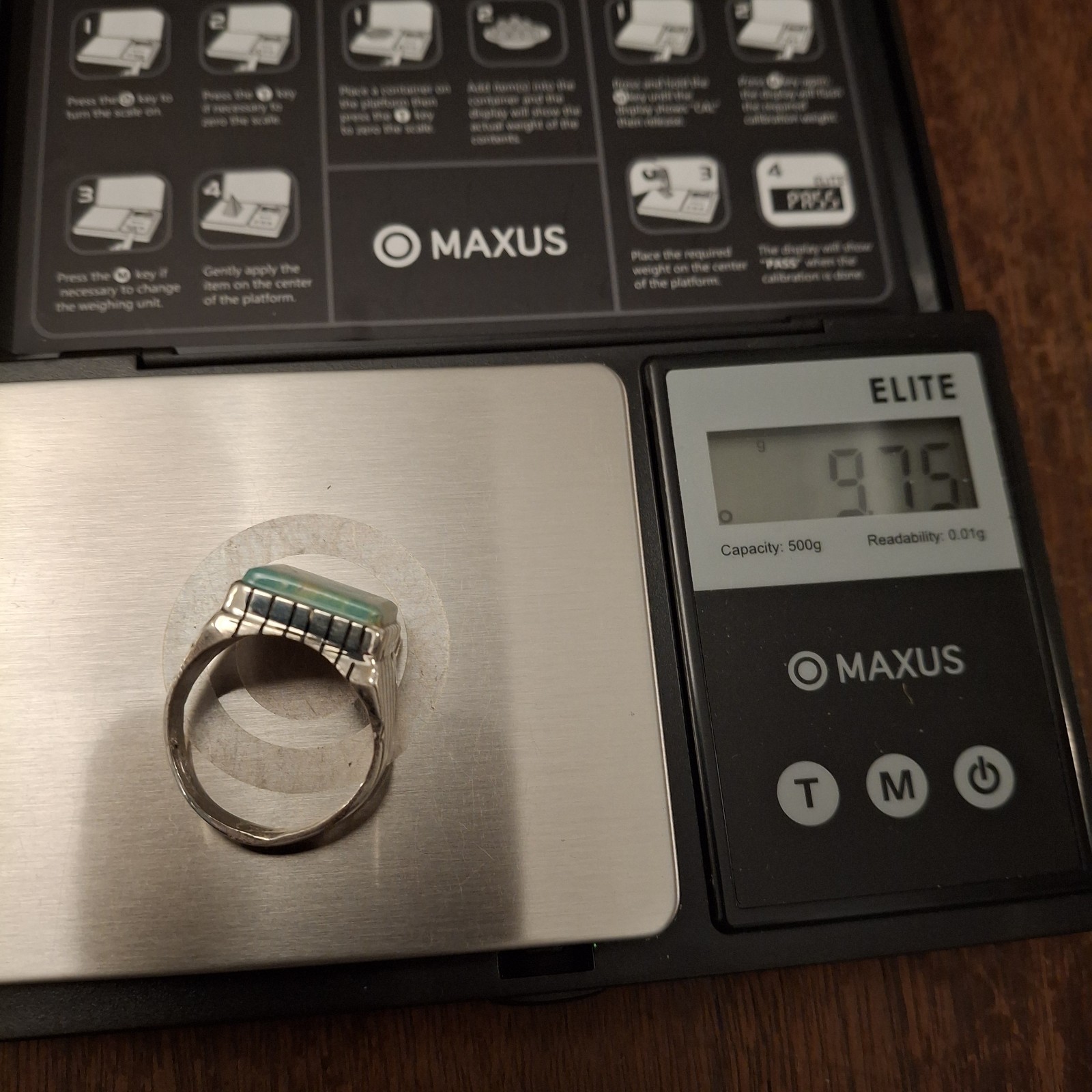 Men’s Royston Turquoise Ring Sterling Silver Signed R Size 10 Native American