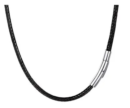 3mm Black Rope Cord Leather Chain Necklace Stainless Steel Clasp 16-30 inch