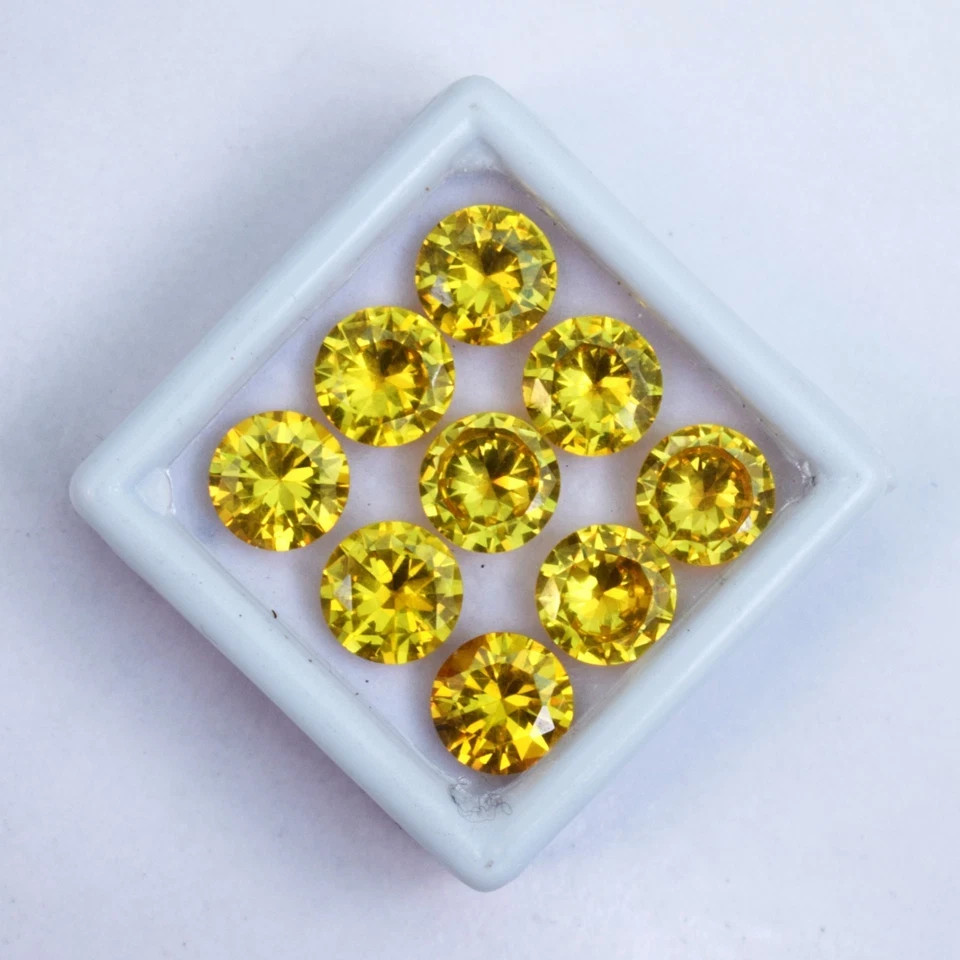 57 CT Flawless Yellow Sphene Round Cut Certified Loose Gemstone 9 Pcs Lot
