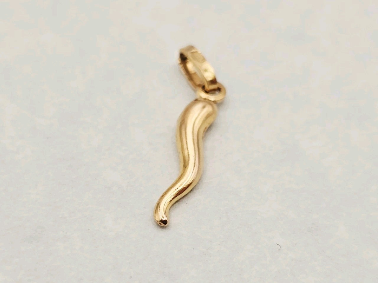 Solid 18k Gold Corno Italian Horn 1 ” Cornicello Charm Pendant Italian 750 ✨️