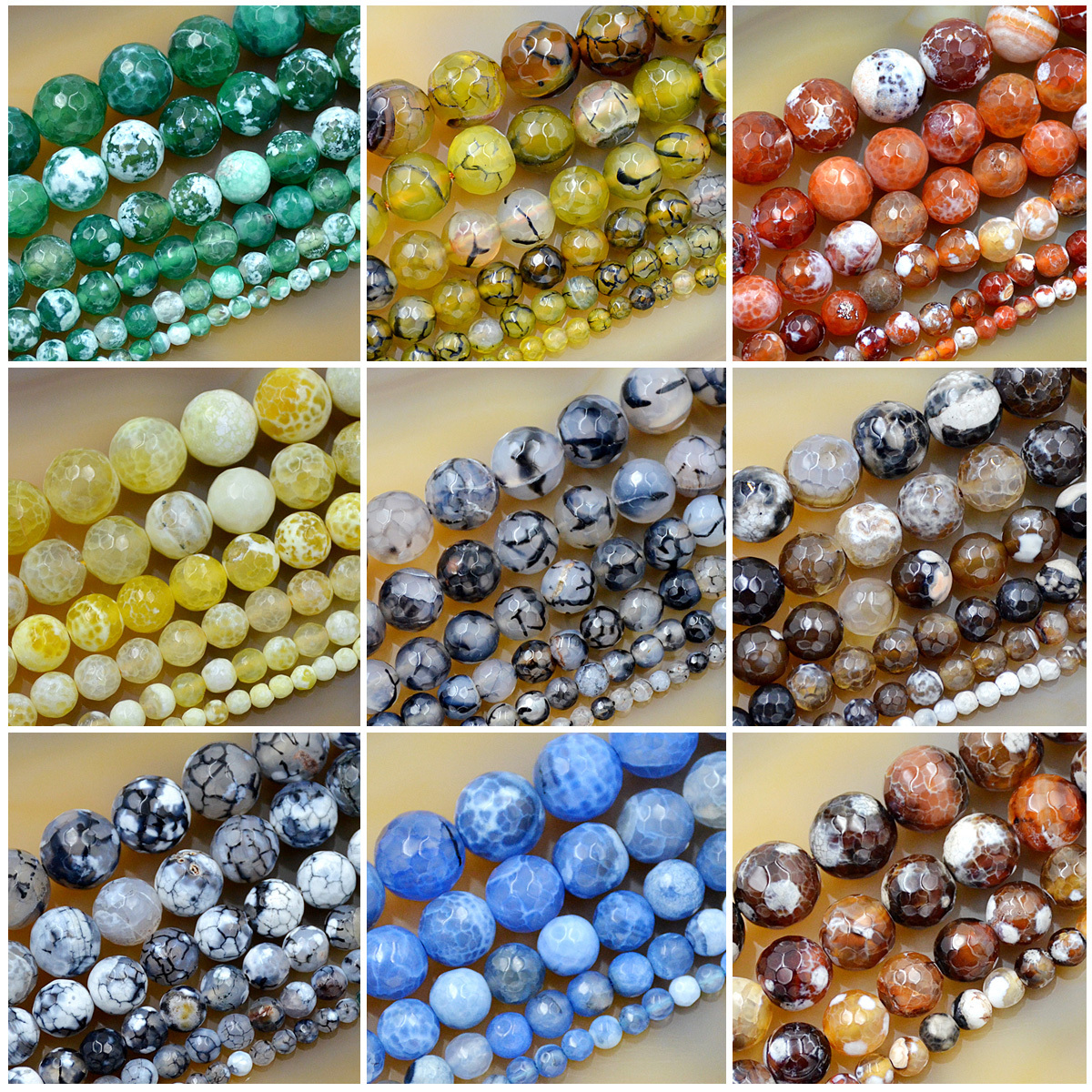 Faceted Fire Agate Round Gemstone Loose Beads 15c 4mm 6mm 8mm 10mm 12mm 14mm