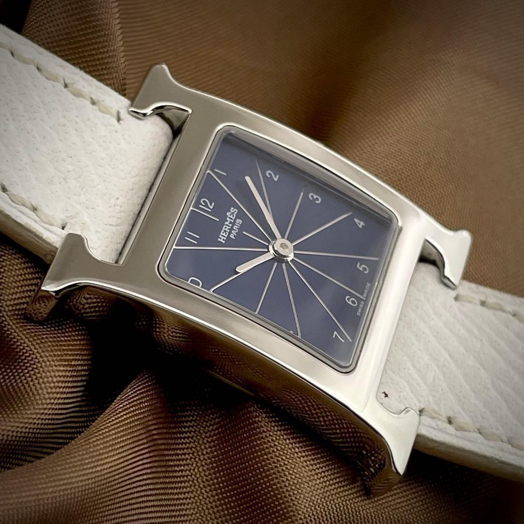 Hermes H Watch HH1.210 Double Tour Quartz White Ladies Japan 075605