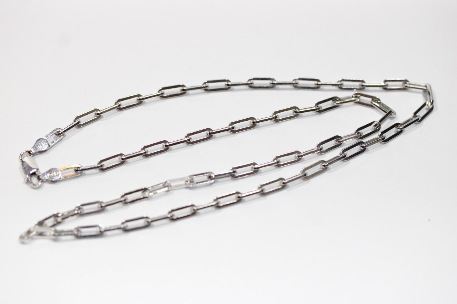 925 Solid Sterling Silver Paperclip Rolo Chain Necklace For Women 3.5mm #0028