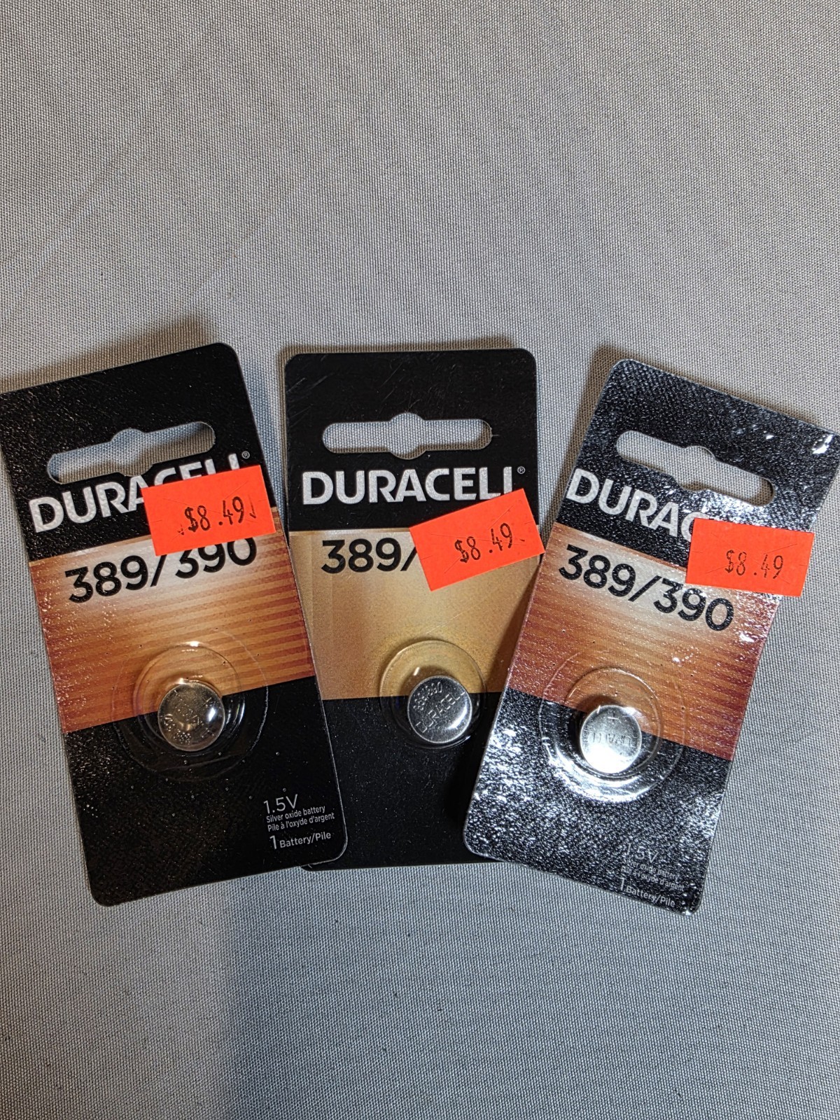 Duracell 389/390 Silver Oxide Coin Cell Button Batteries Pack of 3