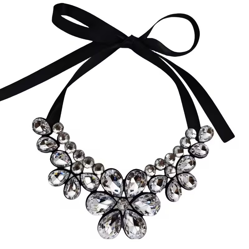 Clear acrylic flower statement necklace