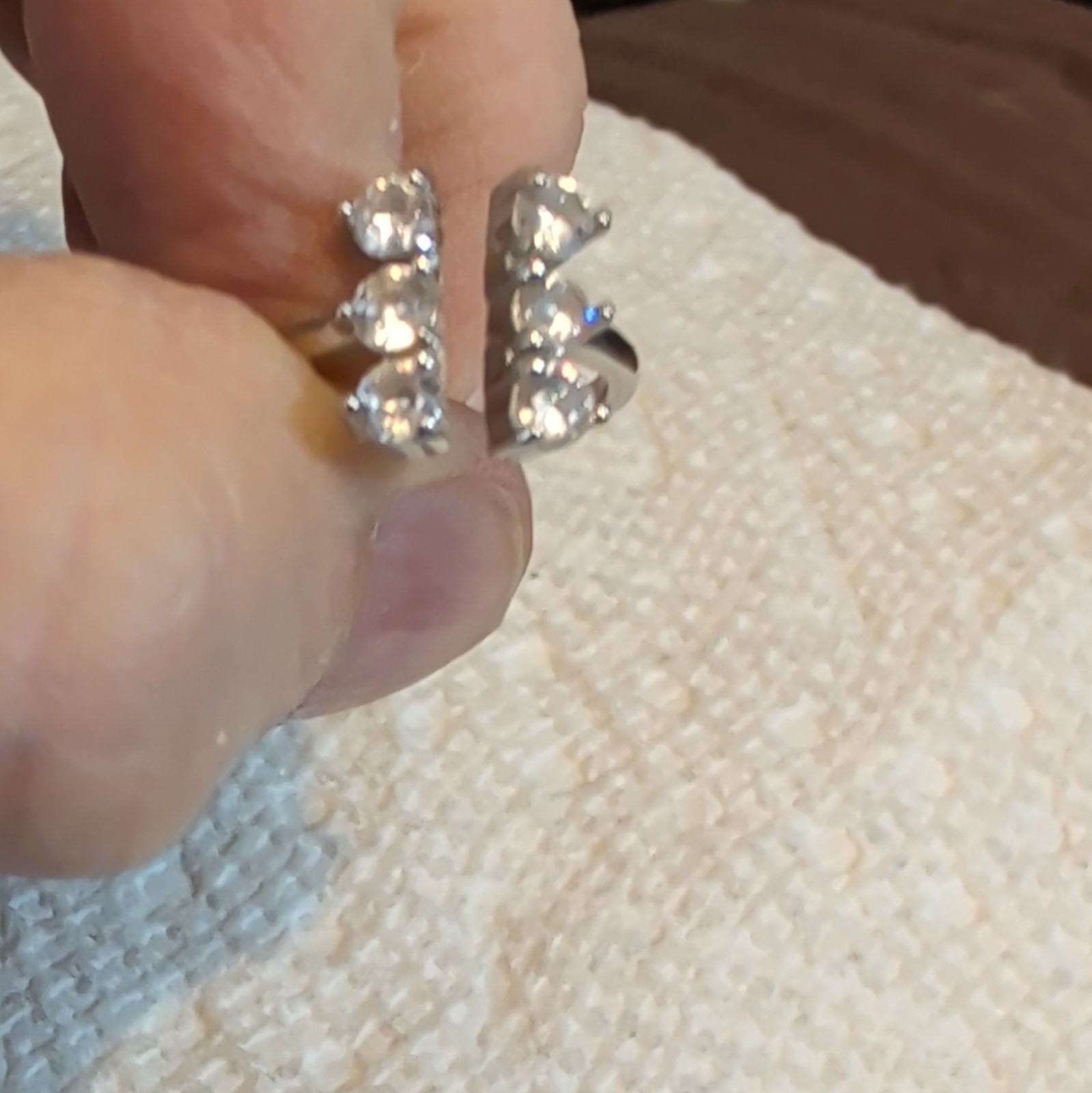 Silver-Tone Stackable Wrap Band Ring Size Small Pinkie Clear Rhinestones