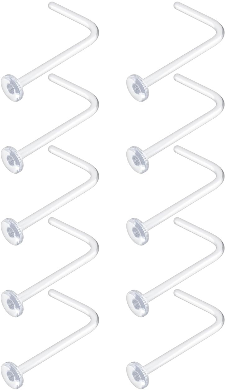 WildVibe 20g Clear Nose Ring Retainer Bioflex L (0.8mm), (0.8mm)