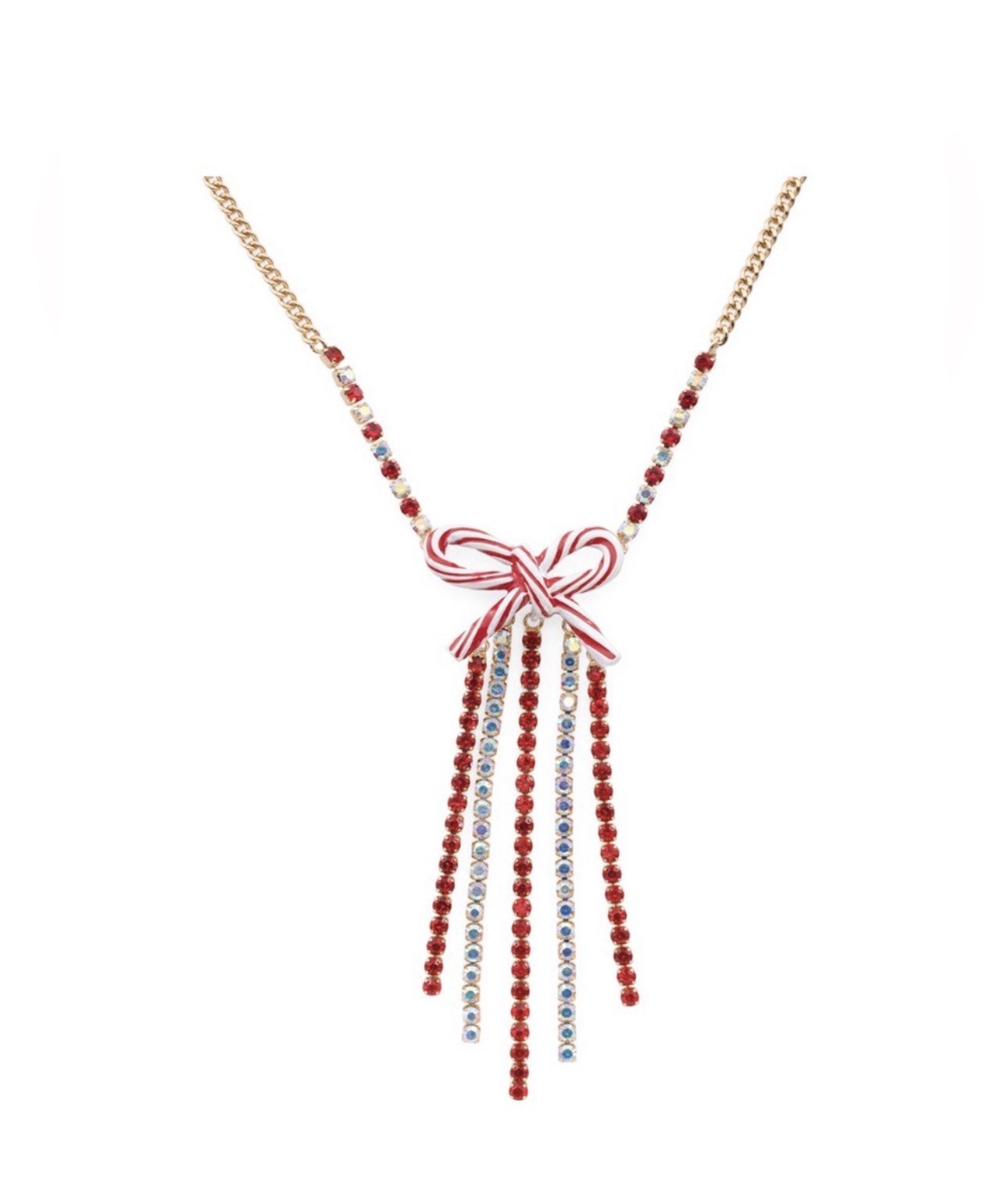 Betsey Johnson Candy Cane Bow Necklace – NWT