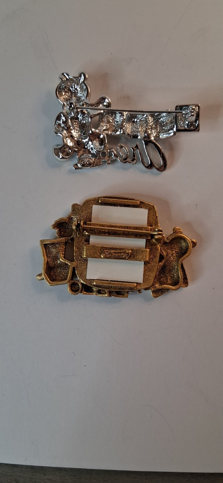 Danecraft Signed 2pc Baby Shower Brooch Pin Lot, Kids #1 & It’s a Boy Photo