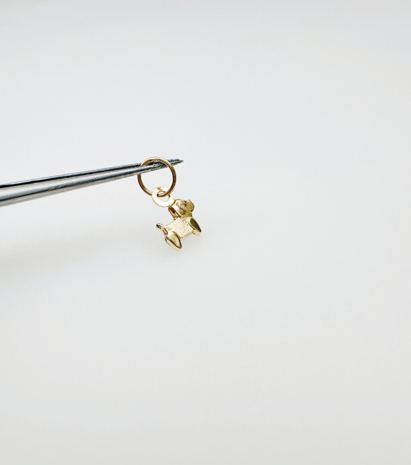 14K Solid Yellow Gold Teeny Tiny – Very Small Dog Puppy Charm Pendant 10x6mm