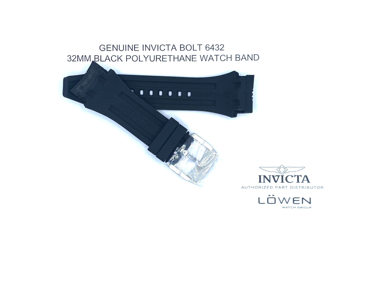 Authentic Invicta Bolt 6432 Black & Silver Polyurethane 32mm Watch Band