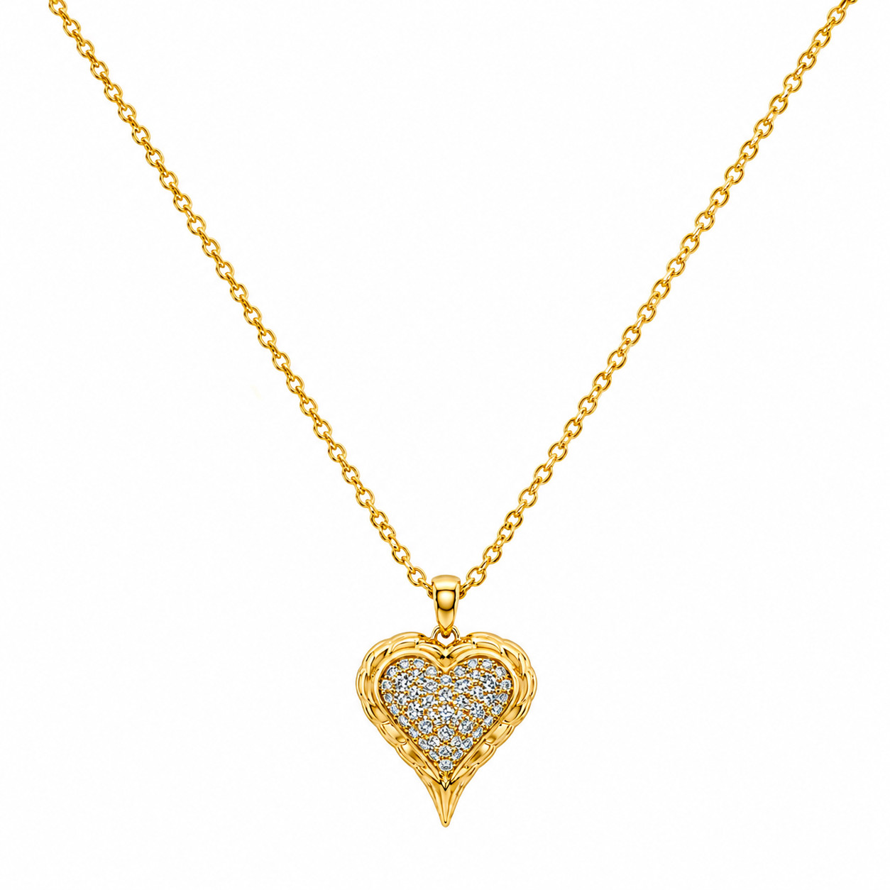 925 Sterling Silver Moissanite Double Heart Pave Pendant Necklace for Women