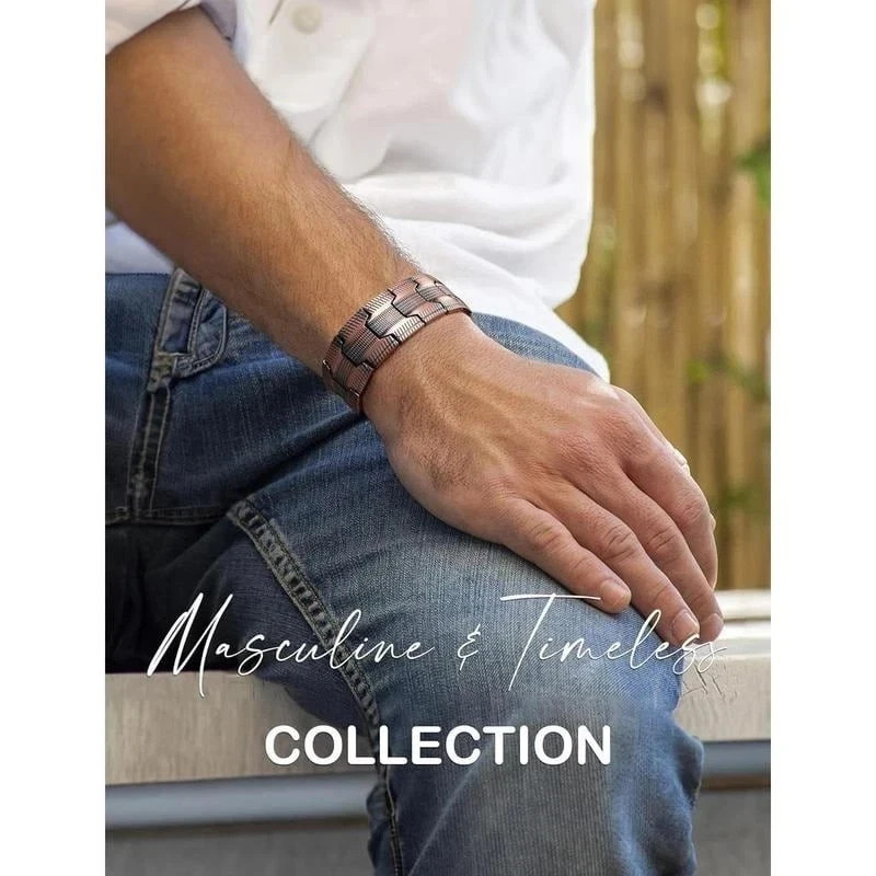 Men’s Copper Bracelet,3X Strength 99.99% Copper Magnetic Adjustable Length