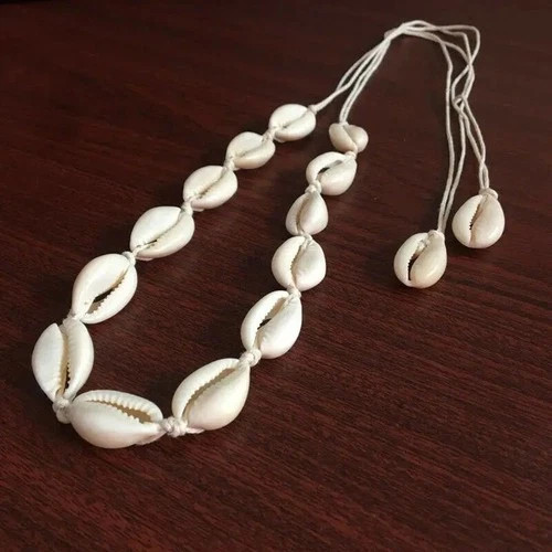 Cowrie Shell Choker Boho White String Necklace Surfer Beach Conch Puka, Hawaiian