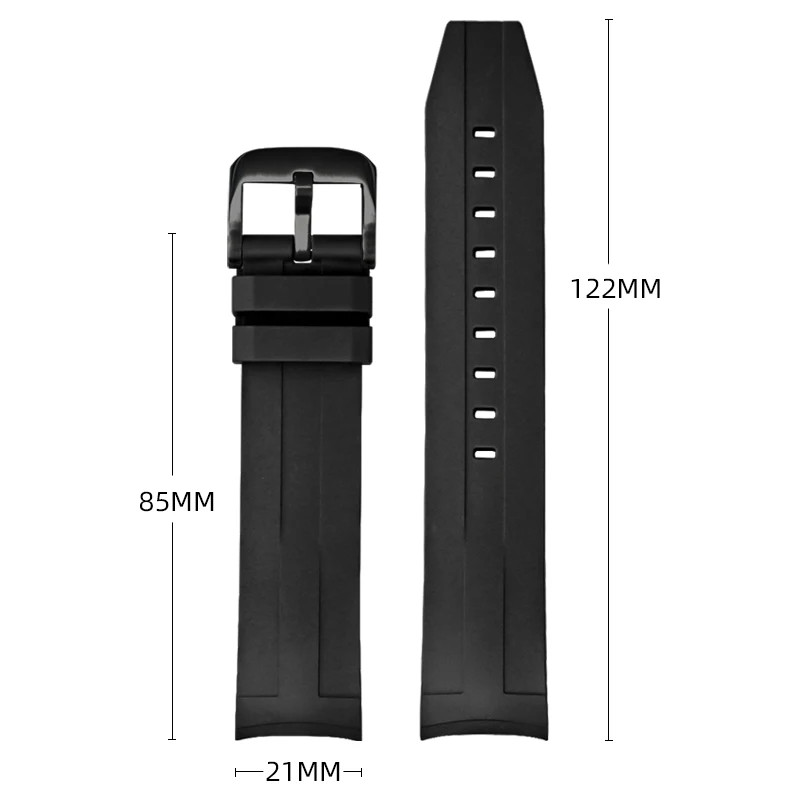 21mm Curved FKM Rubber Strap For Tissot Seastar T120 Soft Heat-Resistant Band