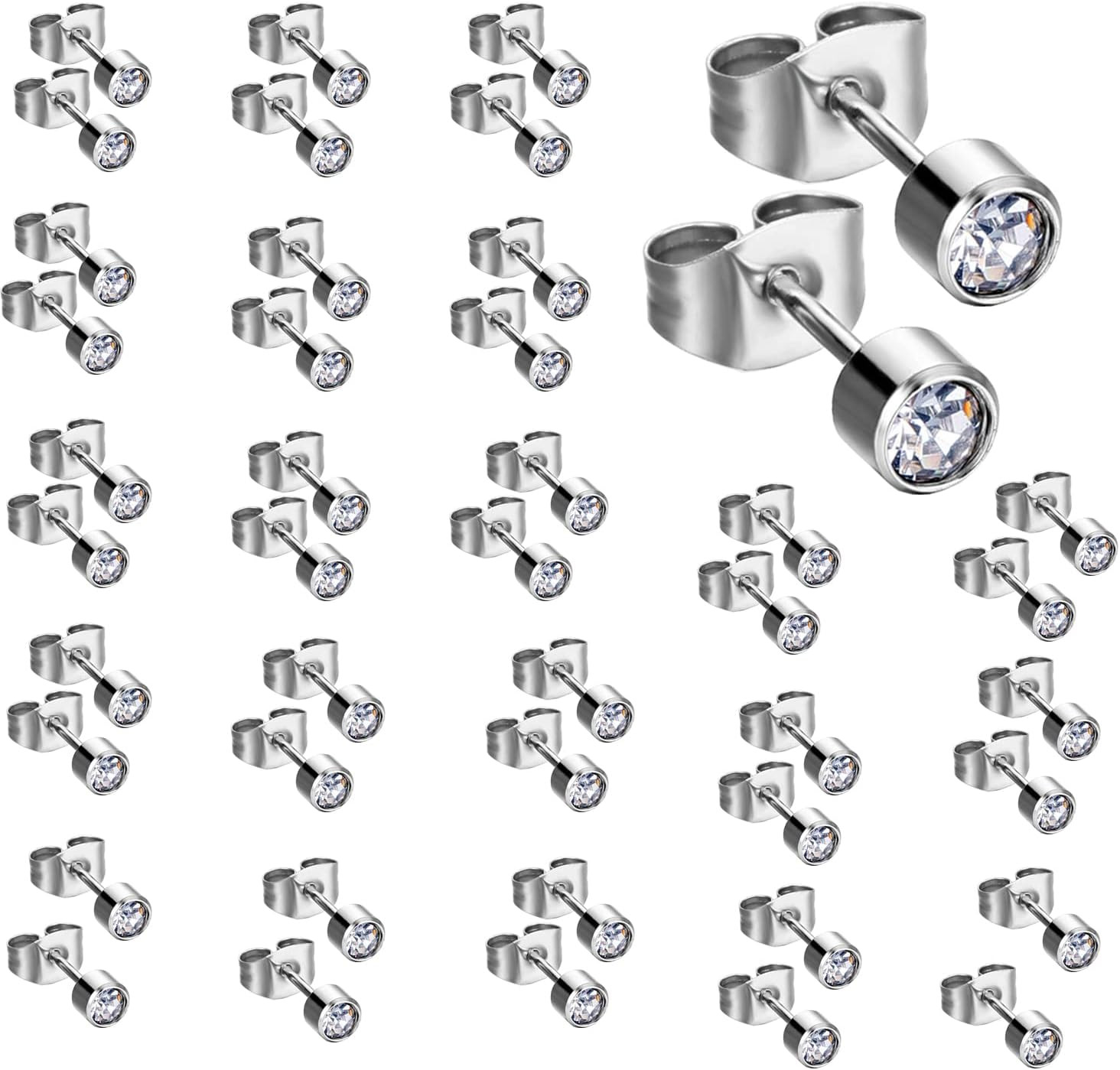 20 Pairs 4MM Ear Piercing Stud Earrings Surgical Steel Piercing Studs Earnings f