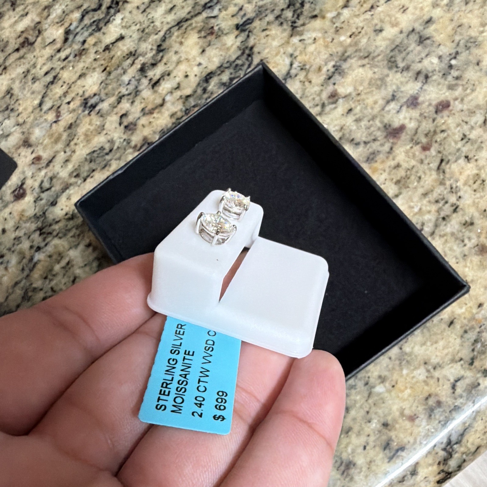 2.4 CTW VVSD Round Moissanite 7 MM Stud Earrings .925 Sterling Silver