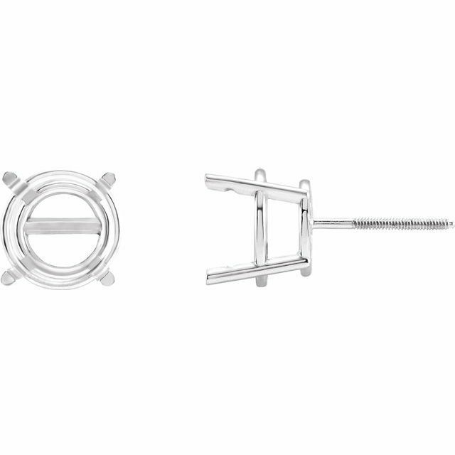 14K Gold Round Pre-Notched Stud Earring Basket Mount Setting Friction – 1 Piece