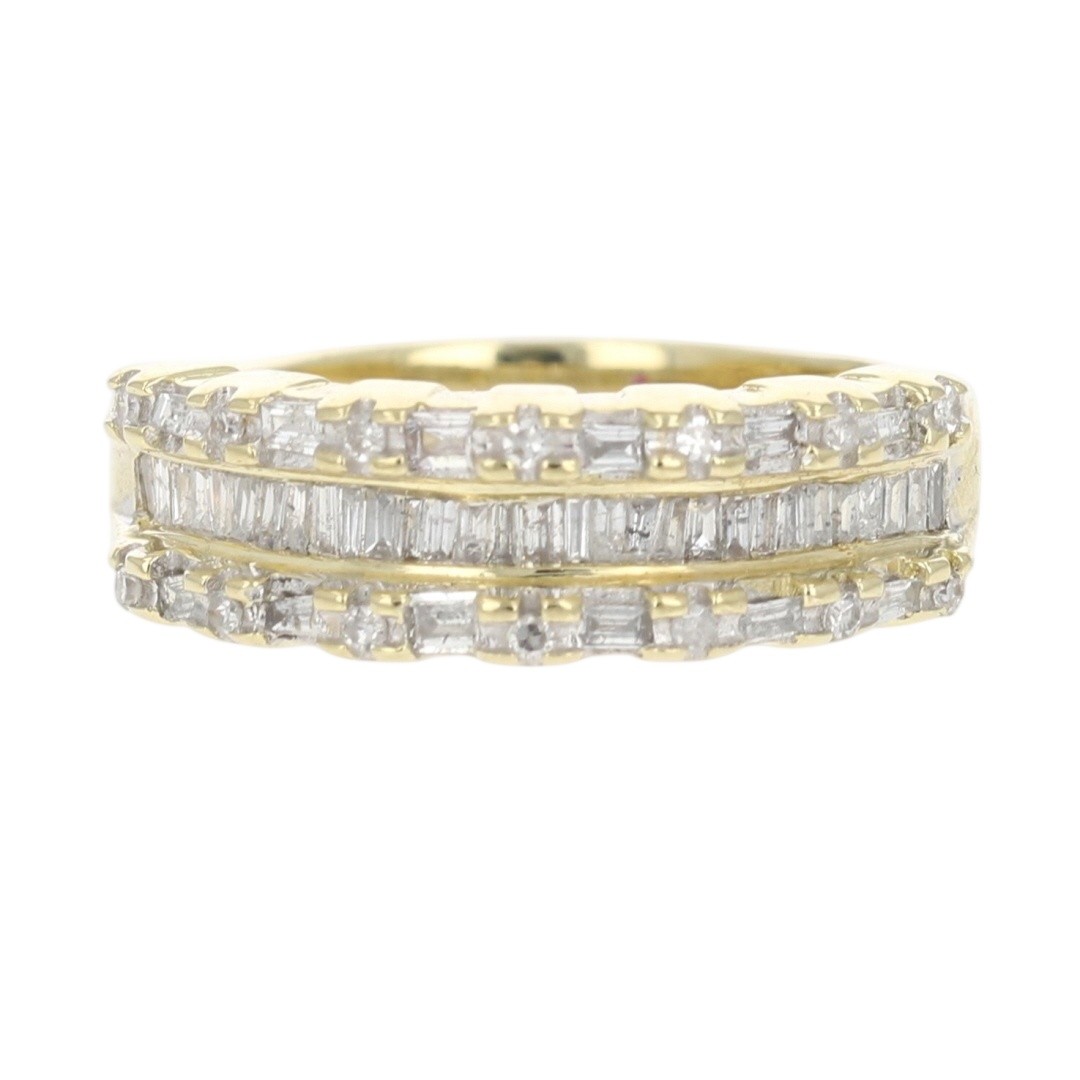 .50ctw Baguette and Round Cut Diamond Wedding Band Ring 10k Yellow Gold Size 7.5